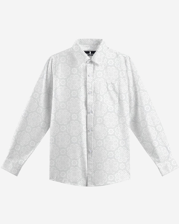 Mosaic Jacquard Formal Men's Long Sleeve Shirt