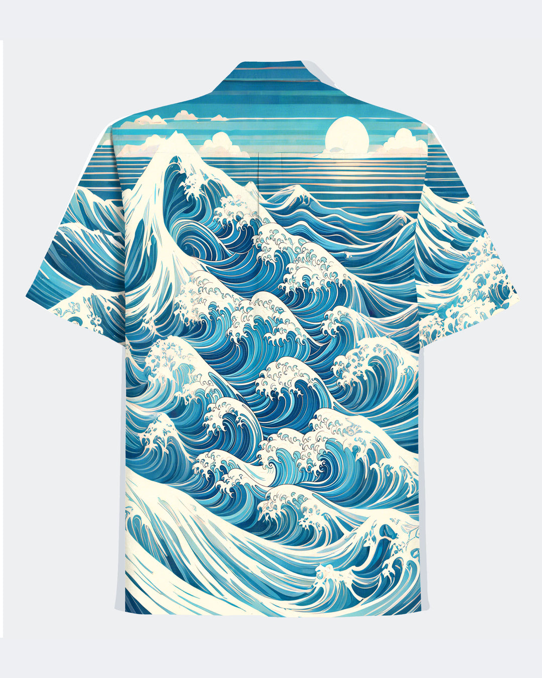 100 %Cotton-Hawaiian Ukiyo Cuban Collar Pocket Short Sleeve Shirt