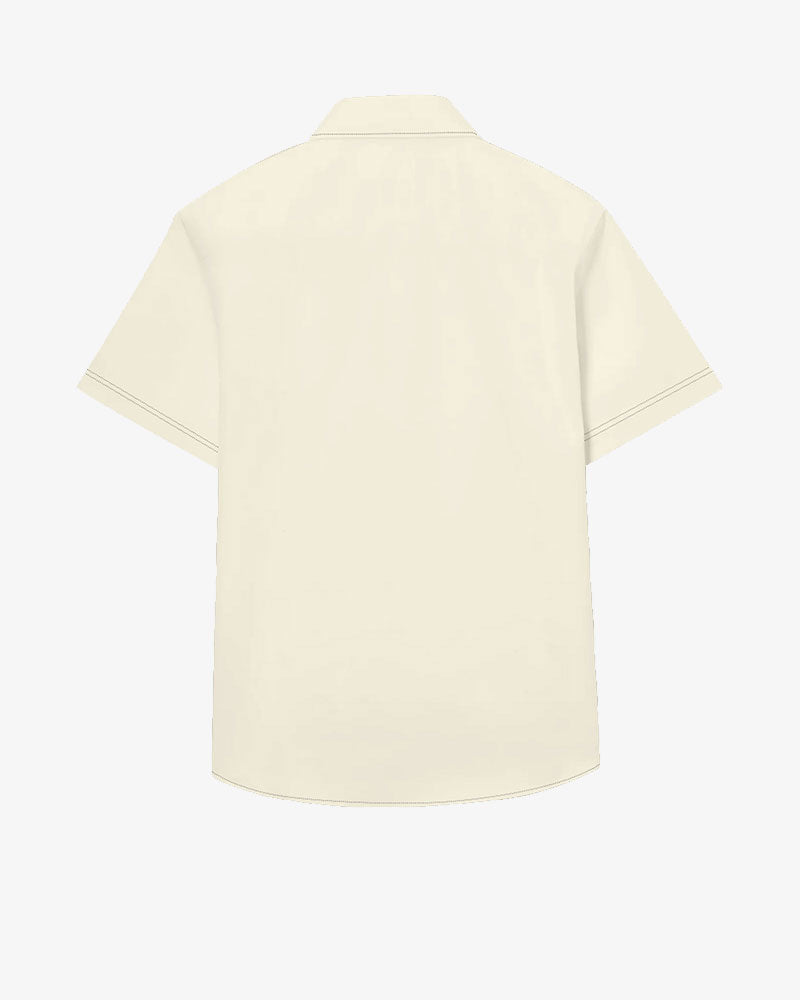 100% Cotton-Western Exaggerated Apricot Short Sleeve Button-Up Shirt