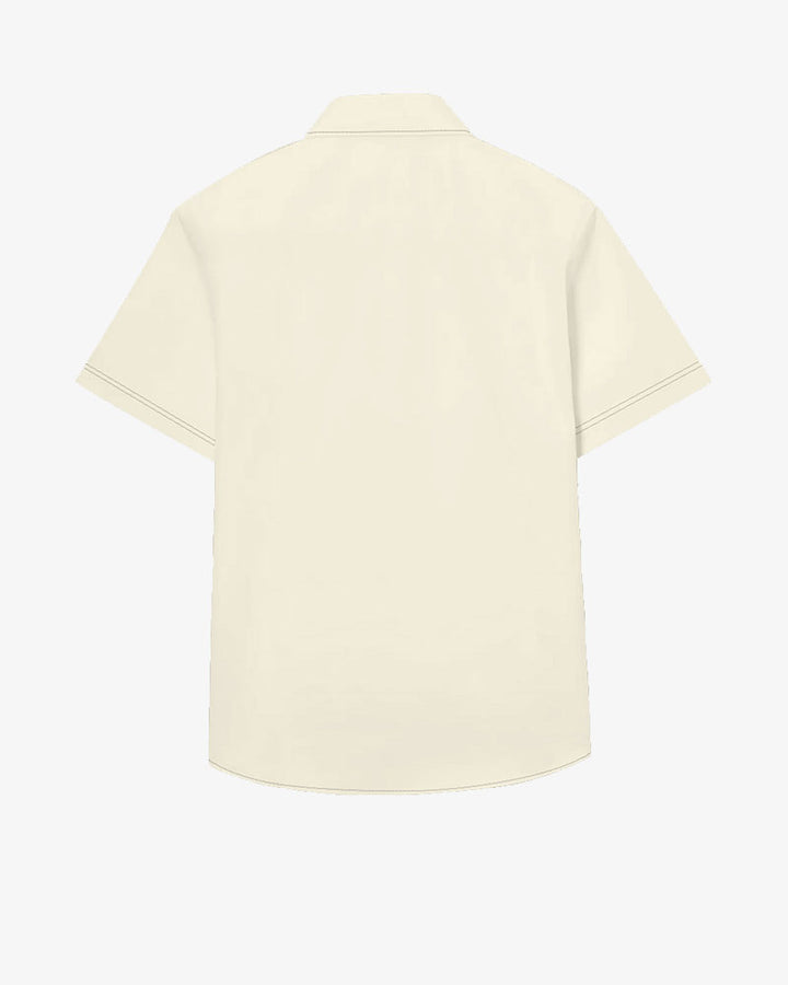 100% Cotton-Western Exaggerated Apricot Short Sleeve Button-Up Shirt