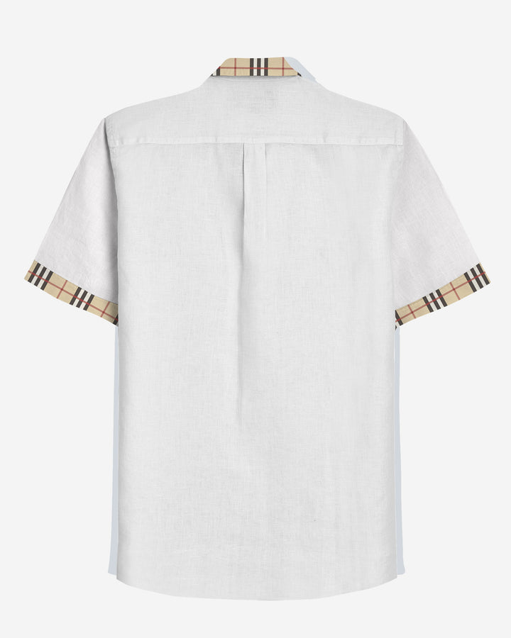 Men's Plaid-Woven 100 Cotton Short Sleeve Button Shirt