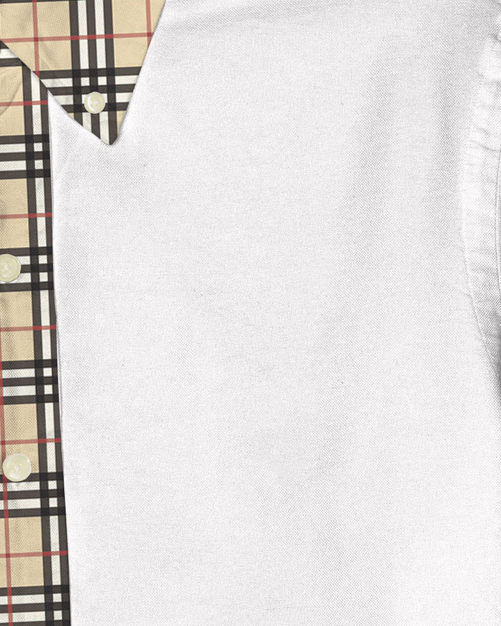 Men's Plaid-Woven 100 Cotton Short Sleeve Button Shirt