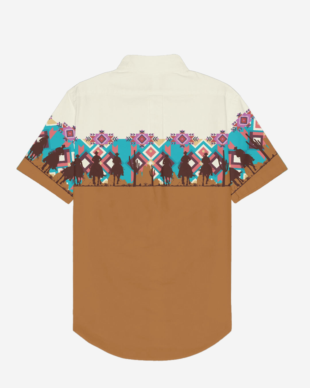 Western Denim Cotton-blend Short-sleeve Button-down Shirt