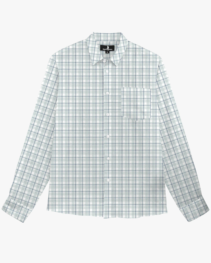 Business Light Color Plaid Dress Men's Plus Size Shirt