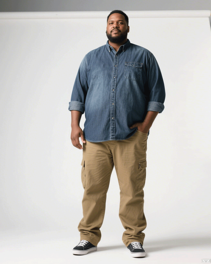 Big & Tall Men' Cotton Fabric Khaki Overalls Trousers