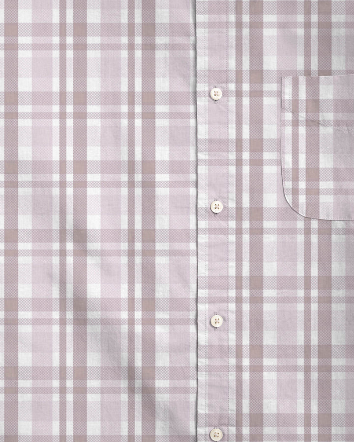 Classic Pink Plaid Dress Men's Plus Size Shirt