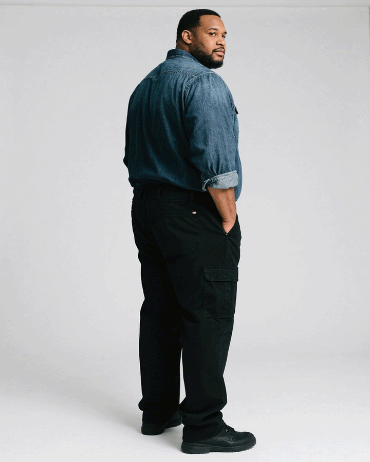 Big & Tall Men' Cotton Fabric Black Overalls Trousers