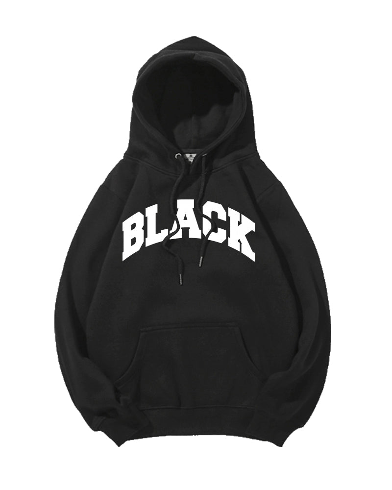 Cotton-Simple Black Letter Print Men's Loose Oversized Sweatshirt