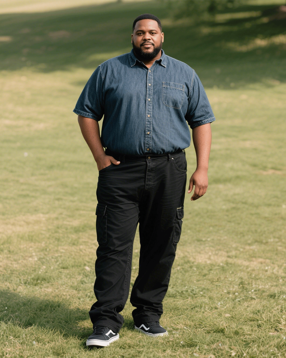 Big & Tall Men' Cotton Fabric Black Overalls Trousers