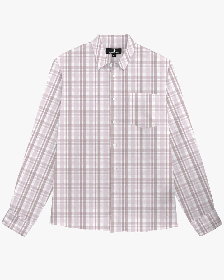 Classic Pink Plaid Dress Men's Plus Size Shirt