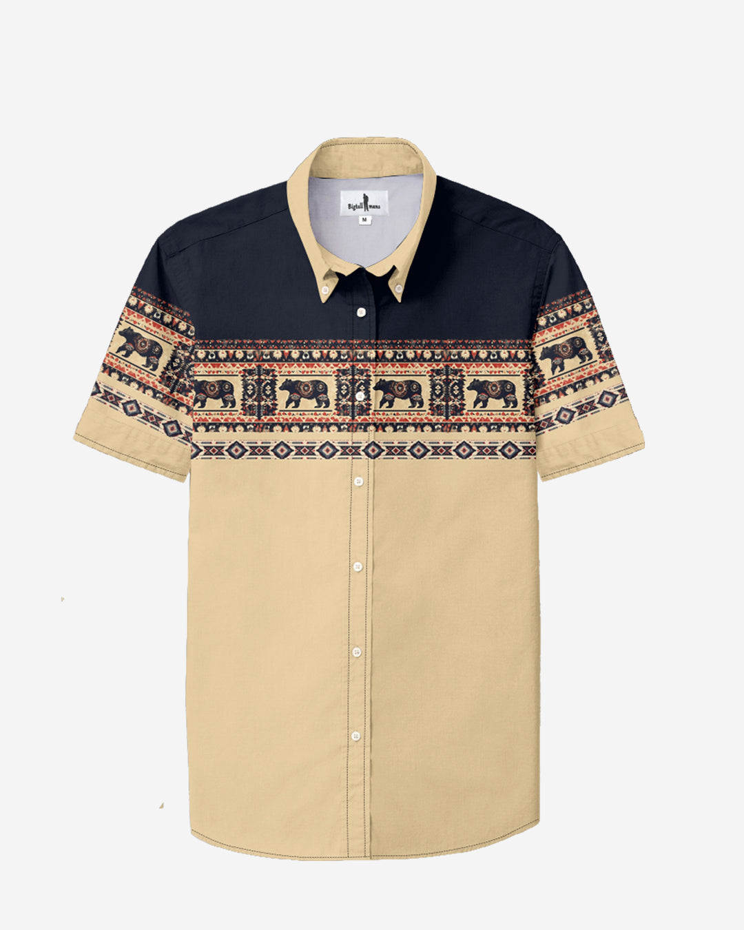 Apricot Yellow Western Cotton Blend Short Sleeve Button-Up Shirt