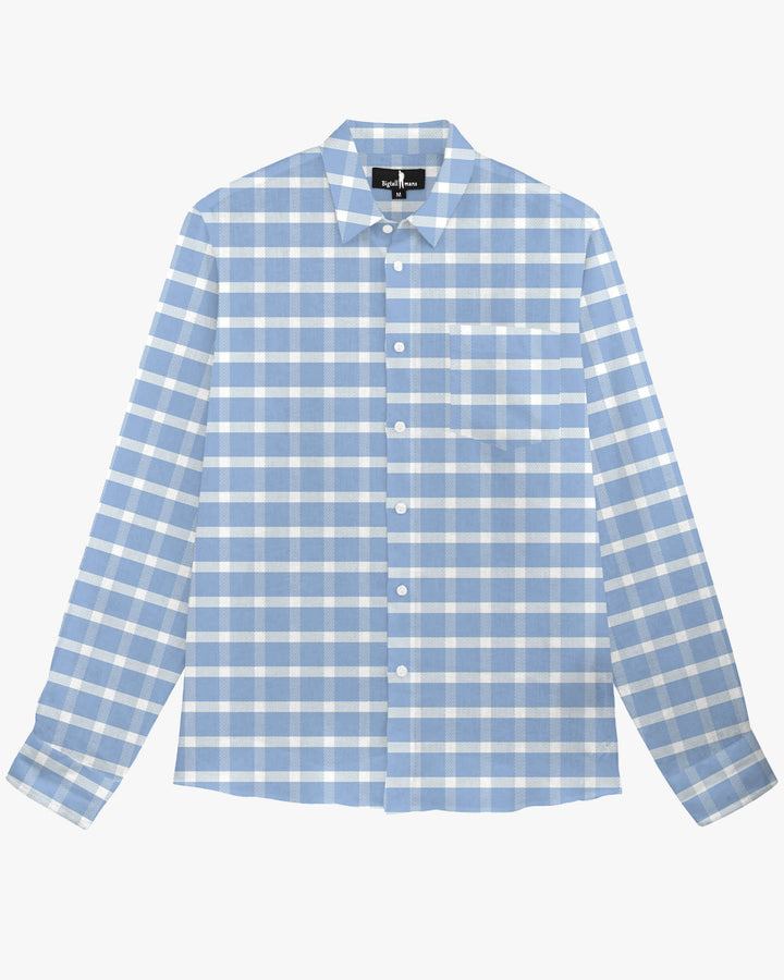 Vichig-Blue Dress Men's Plus Size Shirt