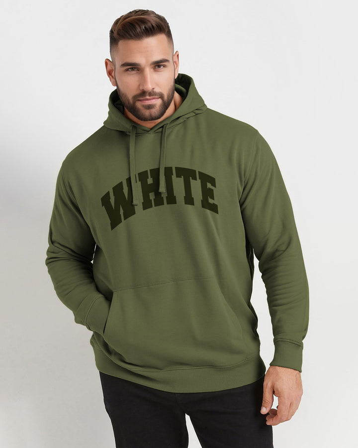 Basic "white" Printed Men's Oversized Cotton Hoodie