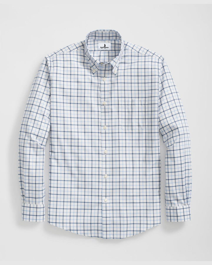 Texture Cotton Non-Ironing Blue & White Plaid Men's Plus Size Shirt