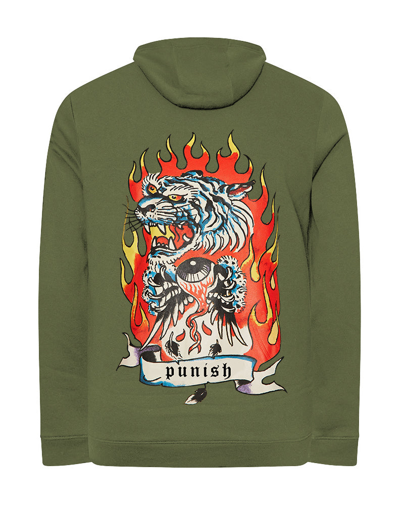 Cotton-Flaming Big Eyes Monster Pattern Printed Men's Loose Oversized Sweat