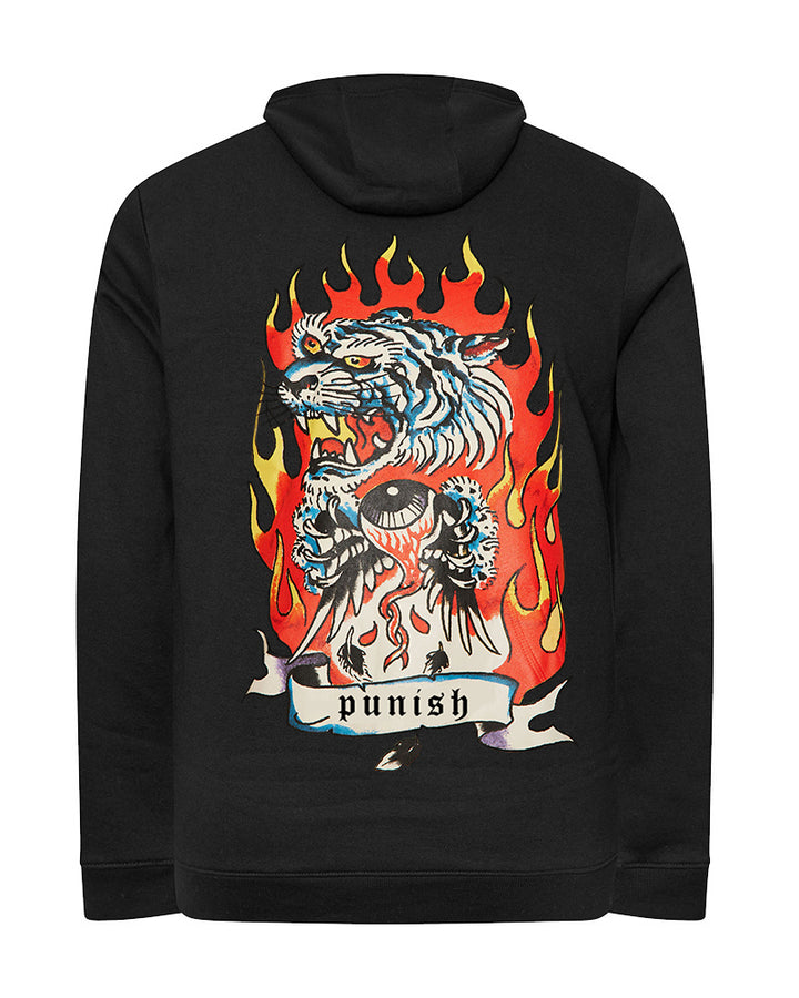 Cotton-Flaming Big Eyes Monster Pattern Printed Men's Loose Oversized Sweat