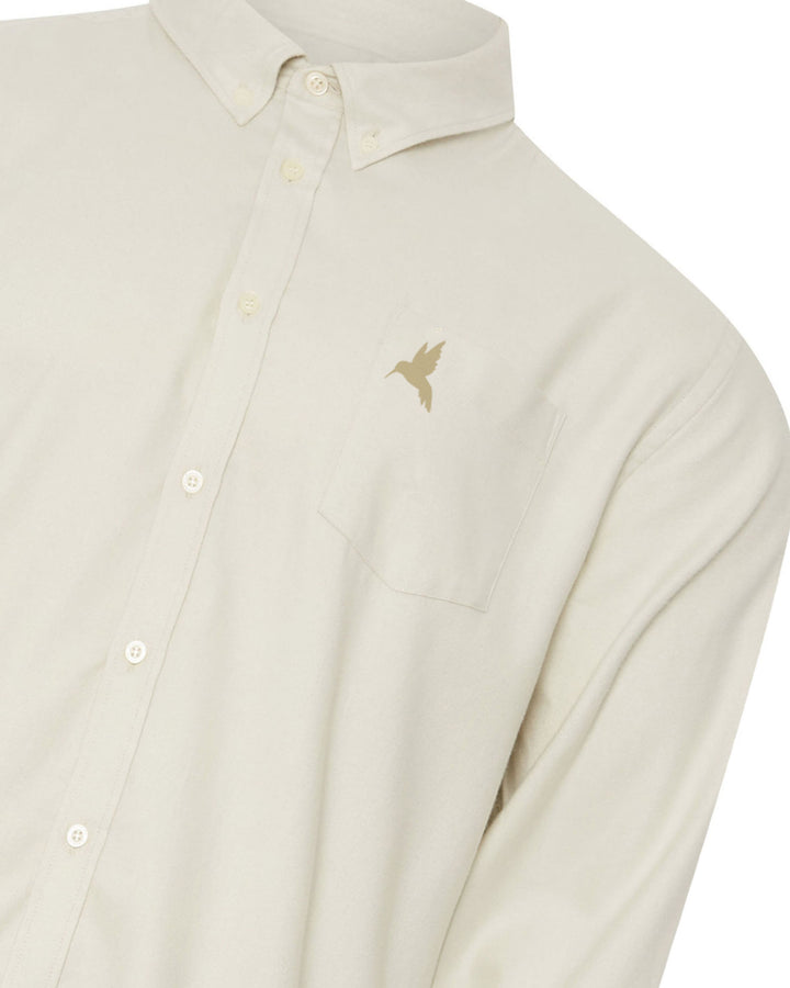 Texture Cotton Non-iron Creamy-white Logo Men's Plus Size Shirt