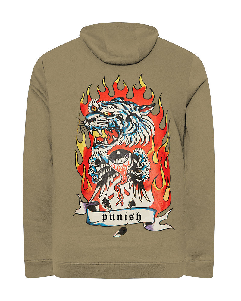 Cotton-Flaming Big Eyes Monster Pattern Printed Men's Loose Oversized Sweat