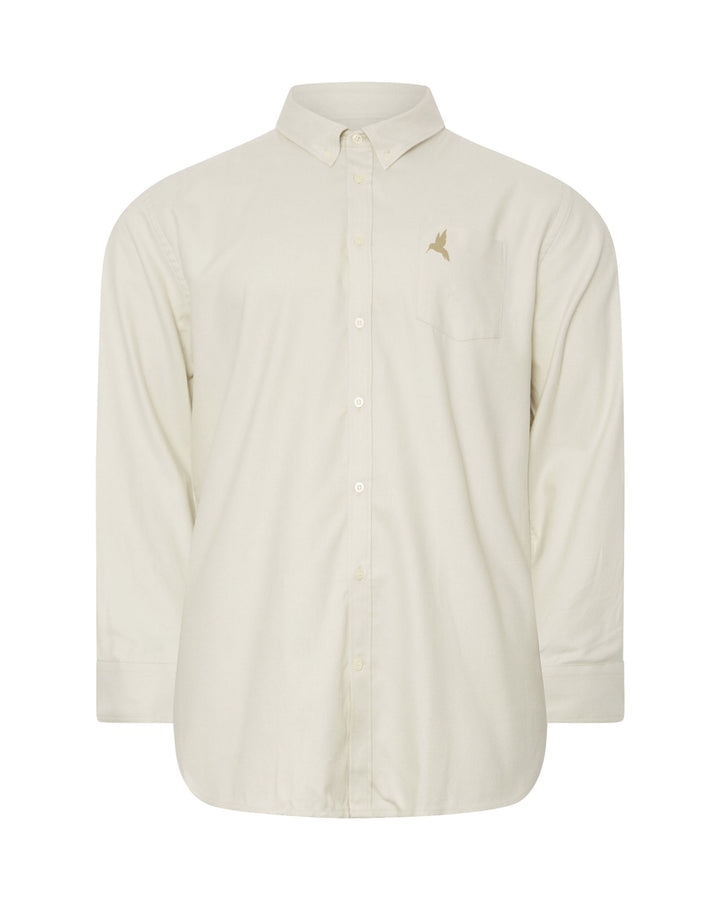 Texture Cotton Non-iron Creamy-white Logo Men's Plus Size Shirt