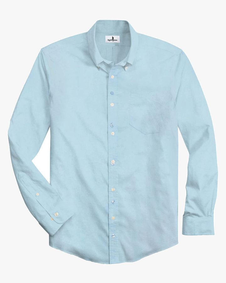 Texture Cotton Free Blue Pocket Men's Plus Size Shirt