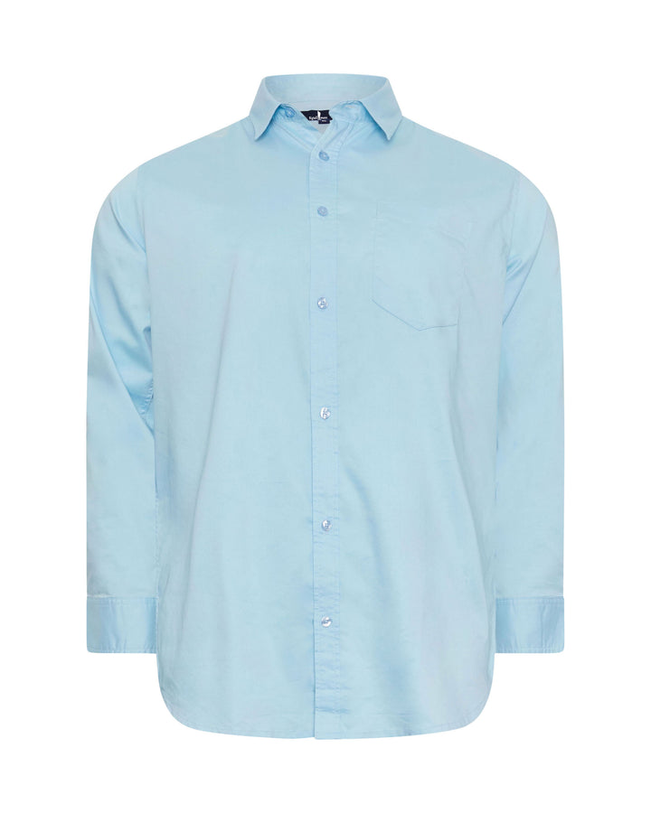 Texture Cotton Free Blue Pocket Men's Plus Size Shirt