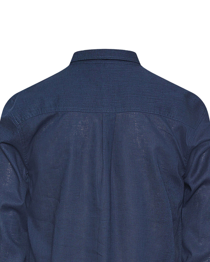 Texture Cotton Non-iron Noble Royal Blue Men's Plus Size Shirt