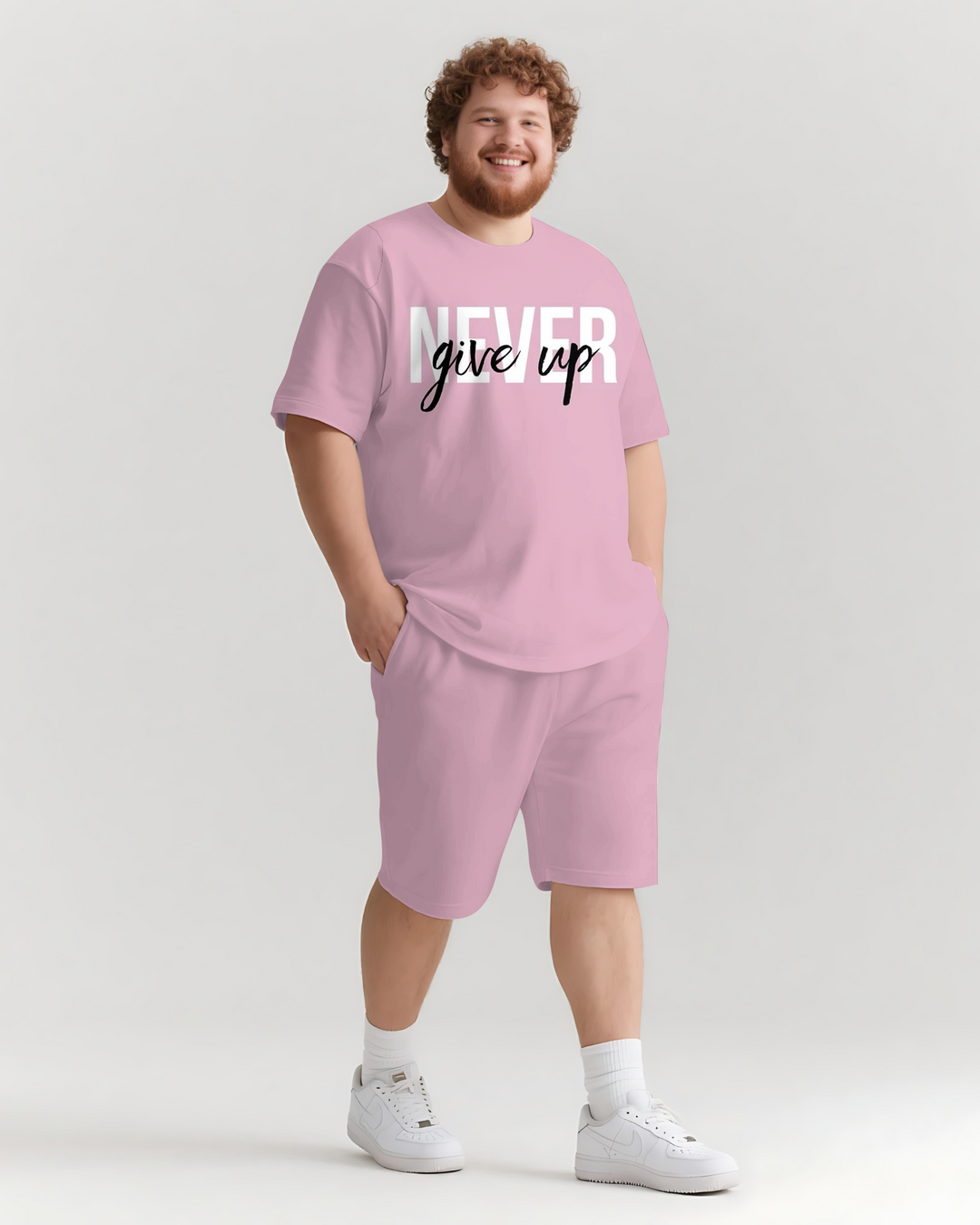 NEVER give up T-shirt Shorts Set