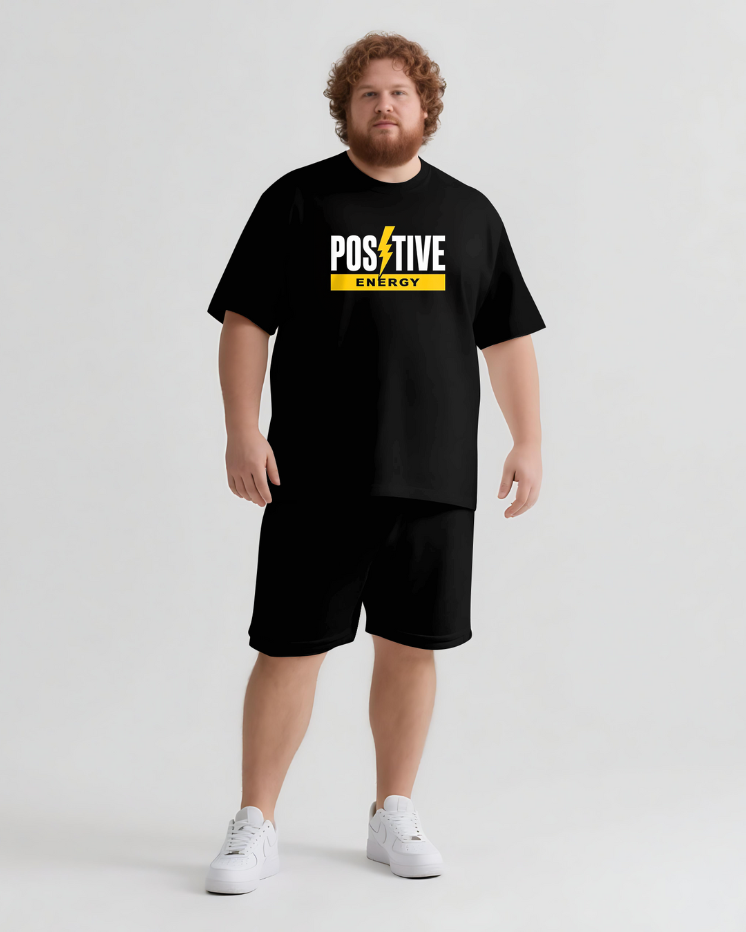 POSITIVE ENERGY Slogan T-shirt Shorts Set
