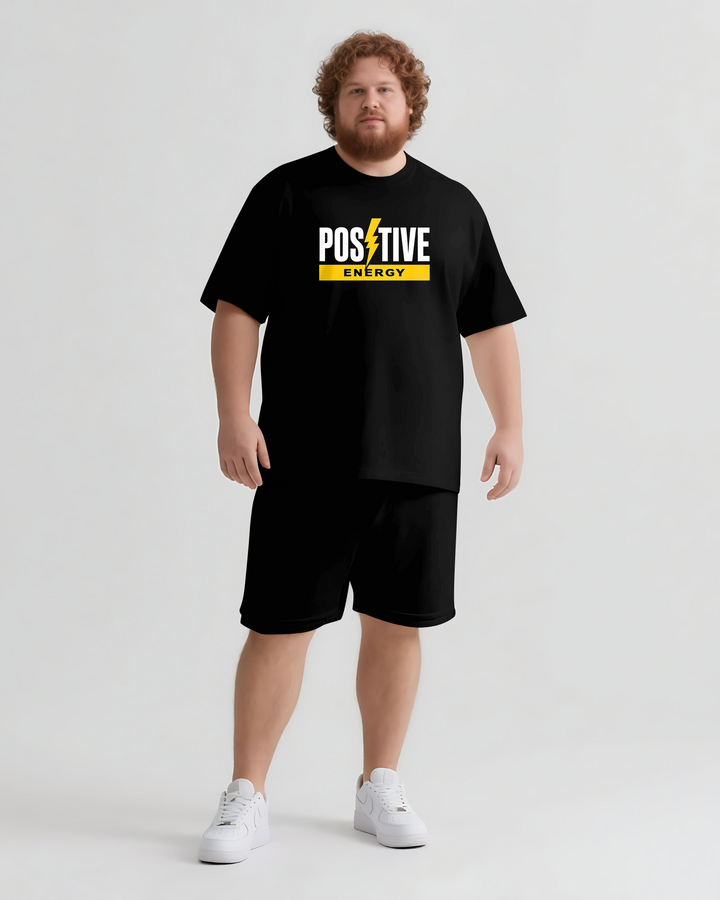 POSITIVE ENERGY Slogan T-shirt Shorts Set