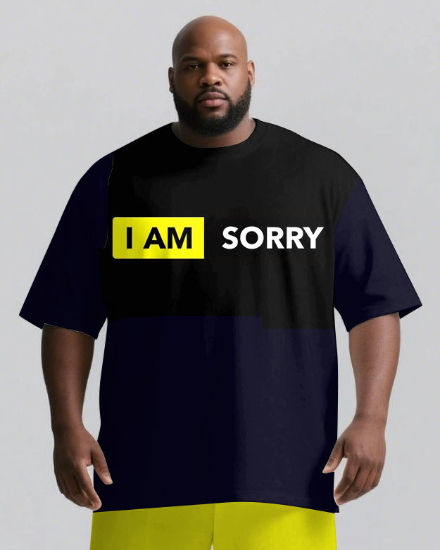 I AM SORRY Slogan T-shirt and Pants Set