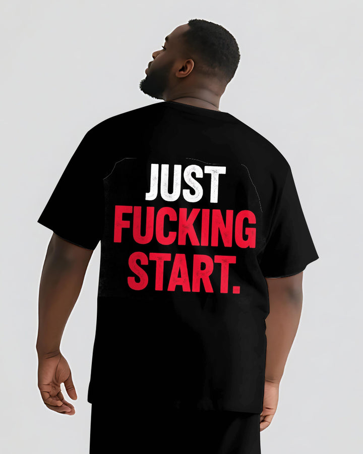 JUST FUCKING START Slogan T-shirt 2-Piece Set
