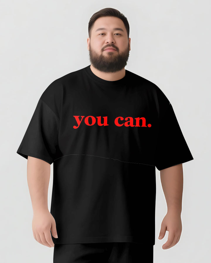 YOU CAN Slogan T-shirt 2-Piece Set
