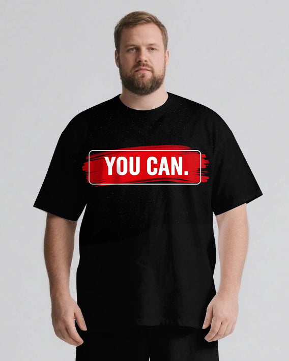 YOU CAN Slogan T-shirt & Pants Set
