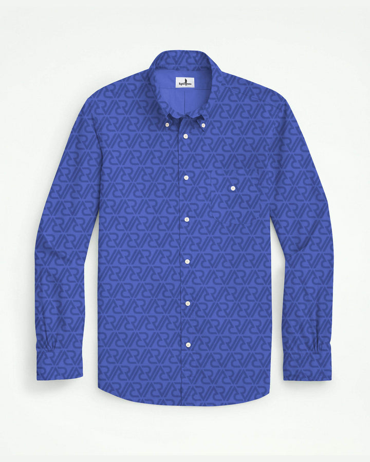 Business Three-dimensional Jacquard Fabric Blue Men's Plus Size Shirt