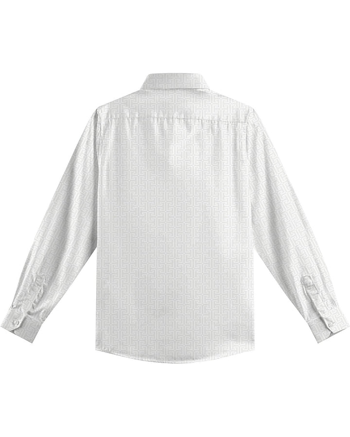 Business Geometric Jacquard Fabric White Men's Plus Size Shirt