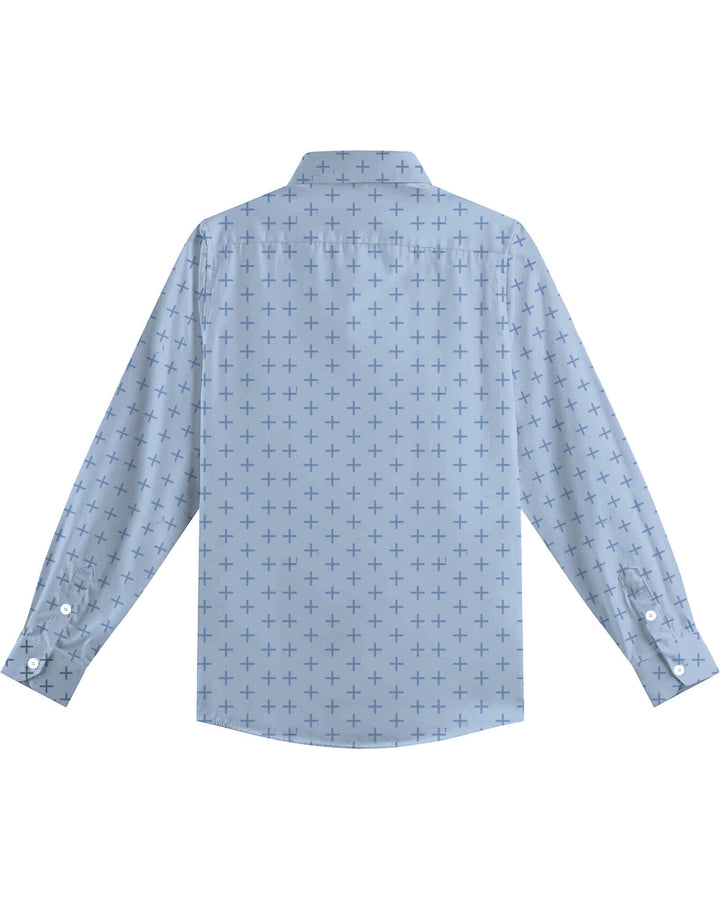 Business Three-dimensional Jacquard Fabric Sky Blue Men's Plus Size Shirt