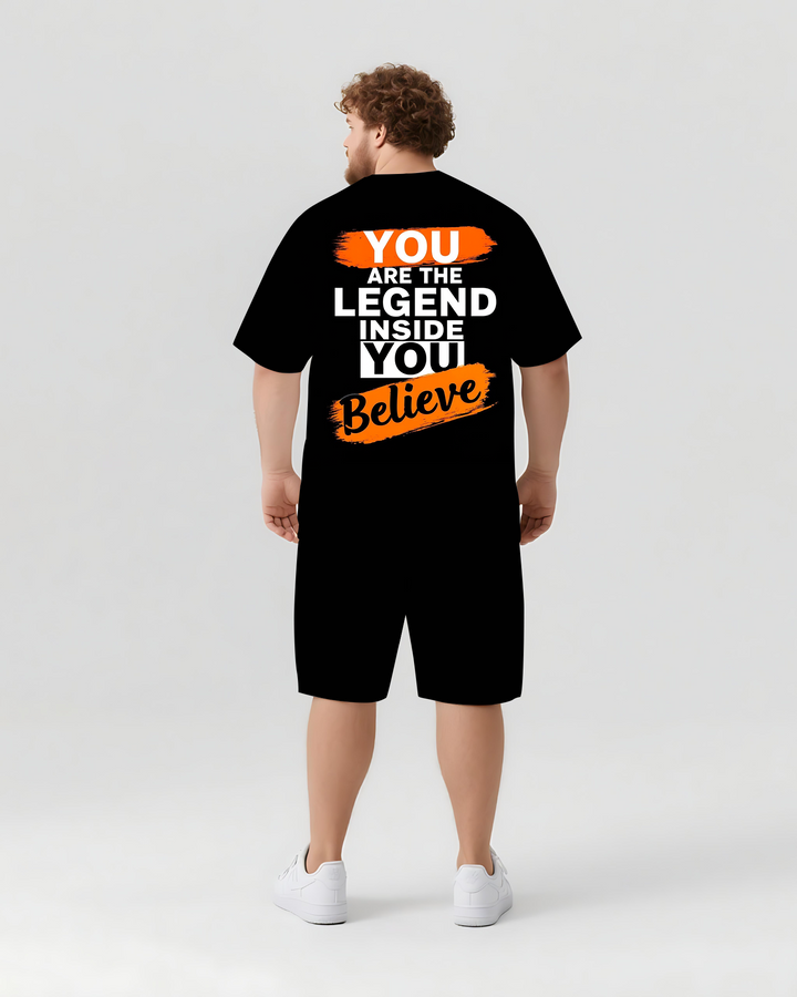 YOU ARE THE LEGEND Slogan T-shirt Shorts Set