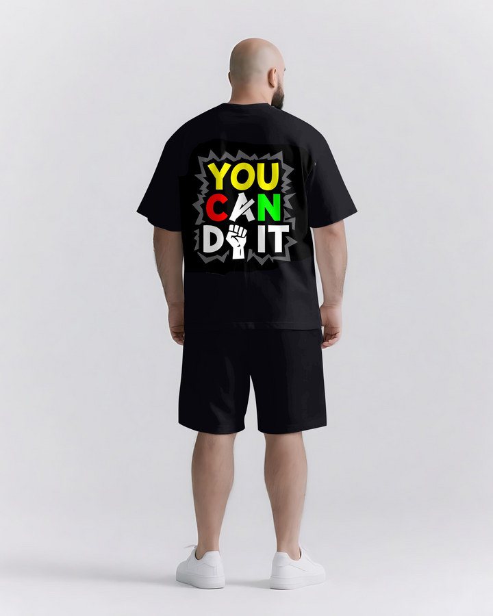 YOU CAN DO IT Slogan T-shirt 2-Piece Set