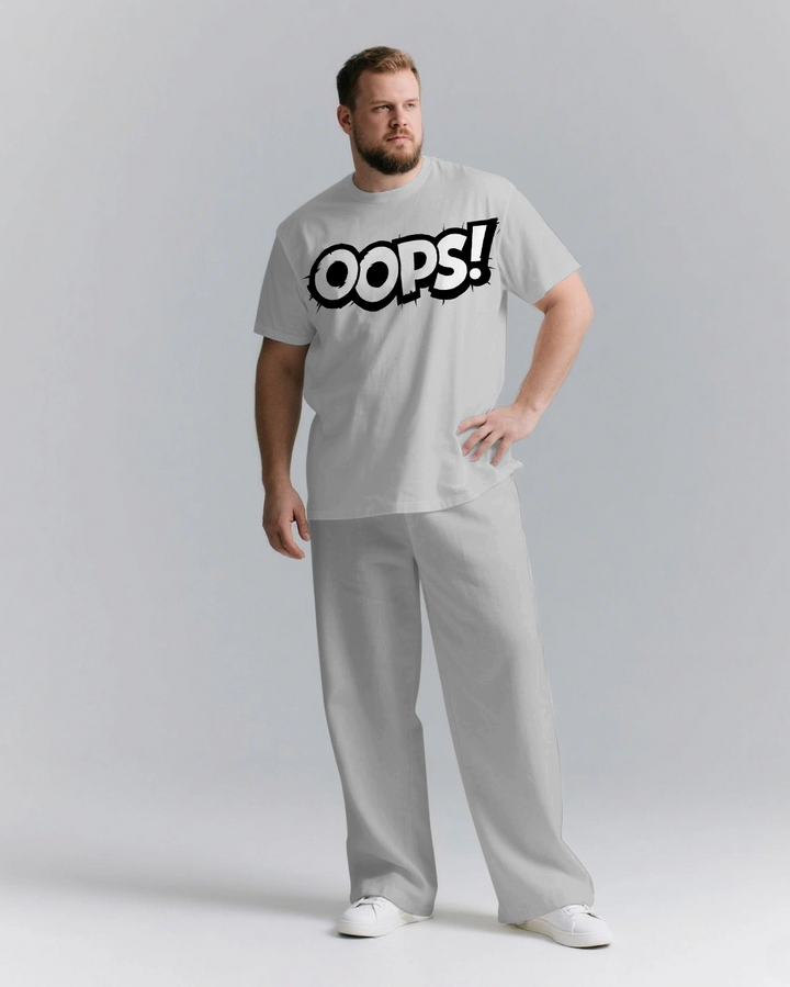 OOPS! Slogan T-shirt & Pants Set