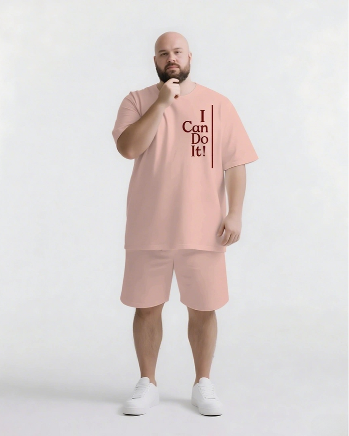 I CAN DO IT! Slogan T-shirt 2-Piece Set
