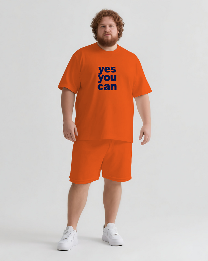 yes you can Slogan T-shirt Shorts Set