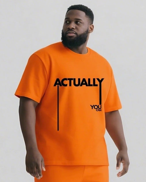 Actually You Can Slogan 2-Piece T-shirt Set