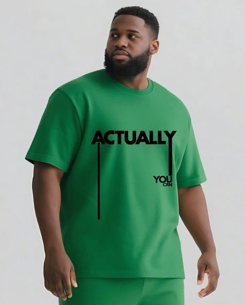 Actually You Can Slogan 2-Piece T-shirt Set
