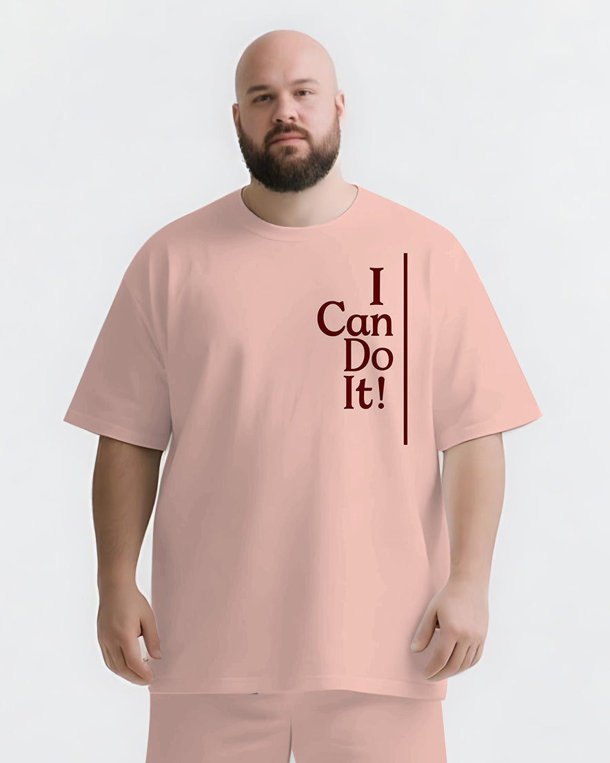 I CAN DO IT! Slogan T-shirt 2-Piece Set
