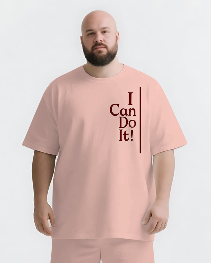 I CAN DO IT! Slogan T-shirt 2-Piece Set