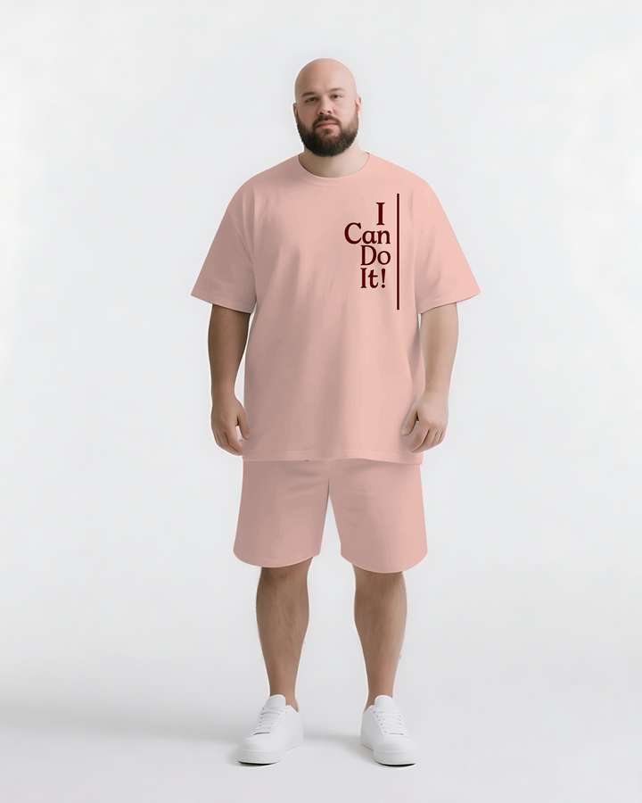 I CAN DO IT! Slogan T-shirt 2-Piece Set