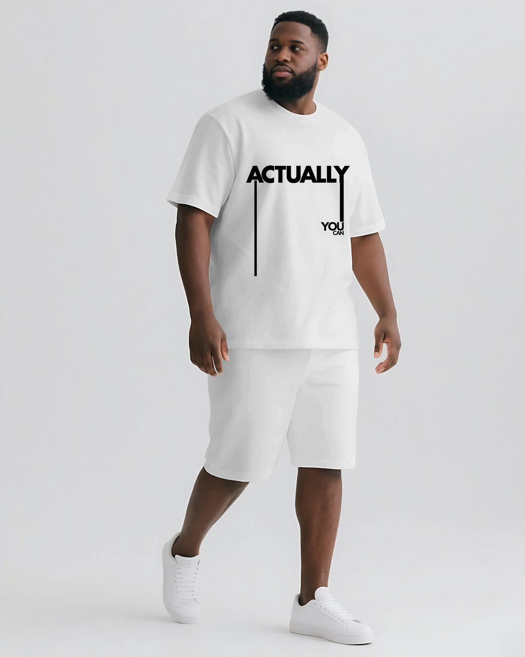 Actually You Can Slogan 2-Piece T-shirt Set