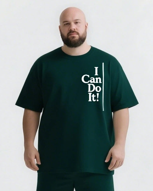 I CAN DO IT! Slogan T-shirt 2-Piece Set