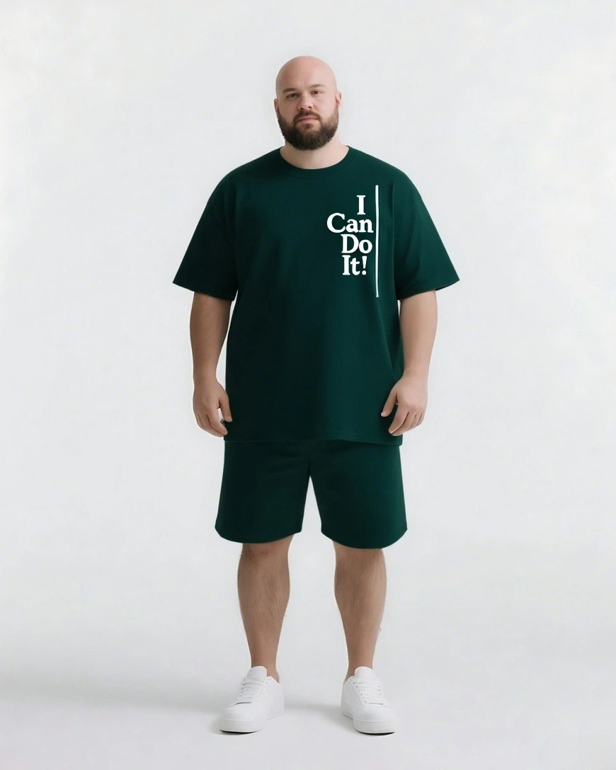 I CAN DO IT! Slogan T-shirt 2-Piece Set