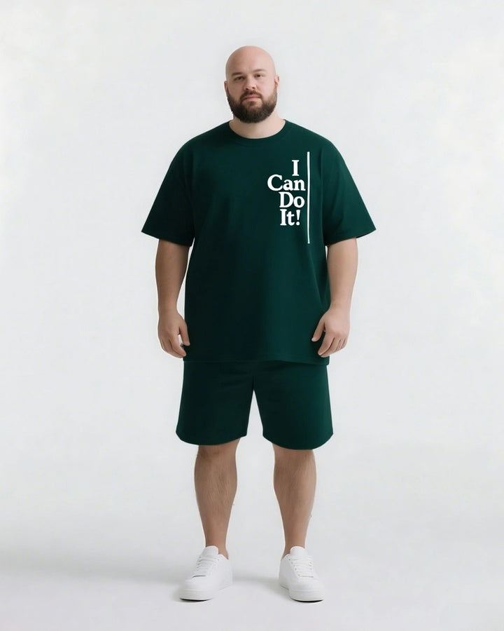 I CAN DO IT! Slogan T-shirt 2-Piece Set
